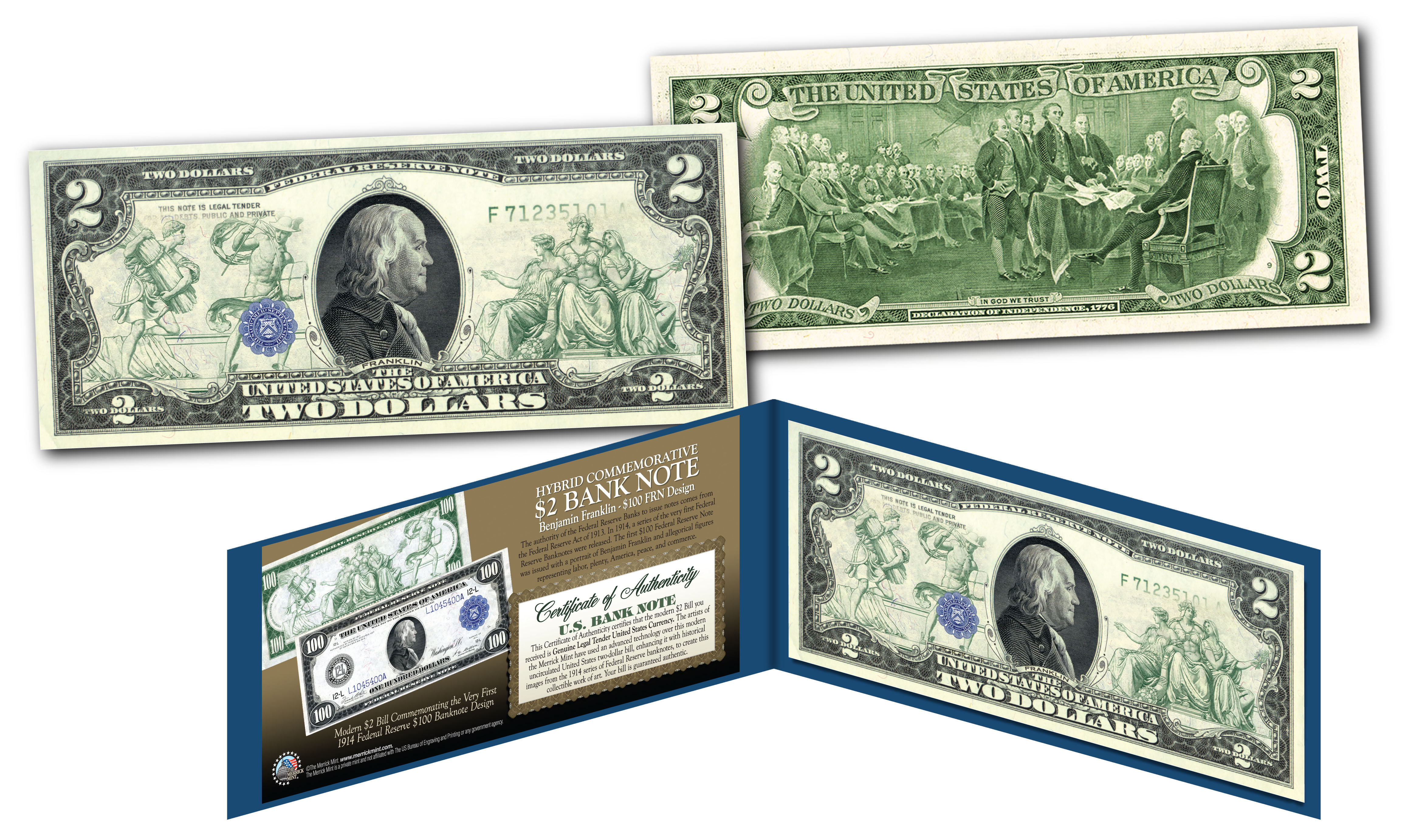 1914 Series $5 Abraham Lincoln FRN designed on modern Genuine $2